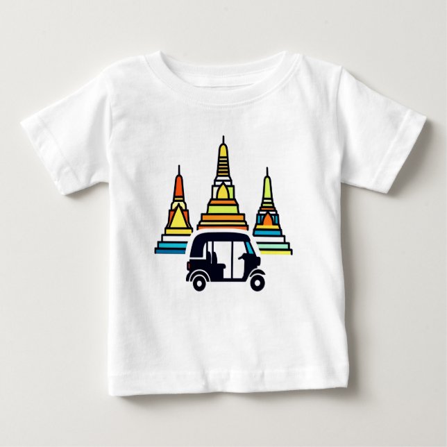 Camiseta Templos Tailandeses E Tuk Tuks (Frente)