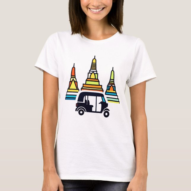 Camiseta Templos Tailandeses E Tuk Tuks (Frente)