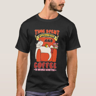 Camiseta Tempo Com Livros, Gatos, Café Nunca é Perdido