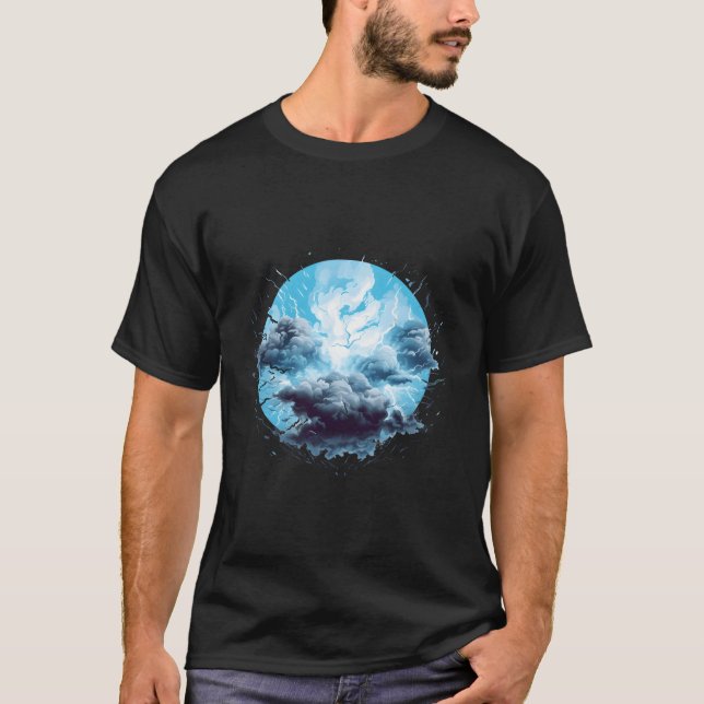 Camiseta Tempo das nuvens de relâmpago de trovão (Frente)