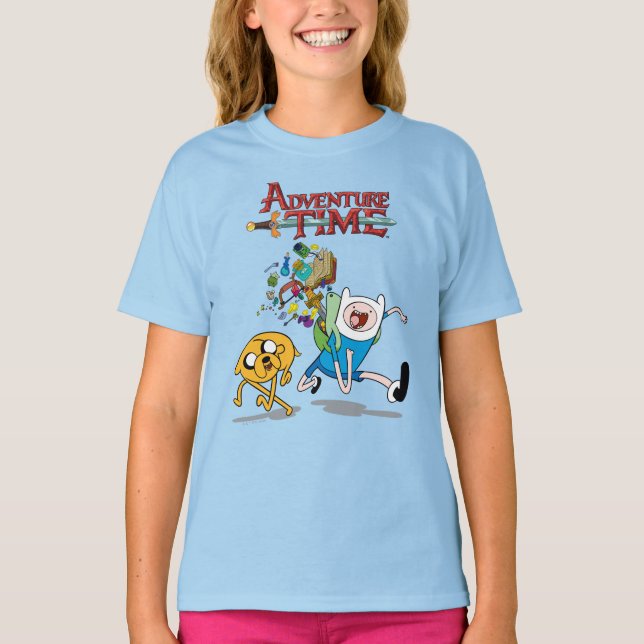 Camiseta Tempo de Aventura | Arte de risco da Finn (Frente)