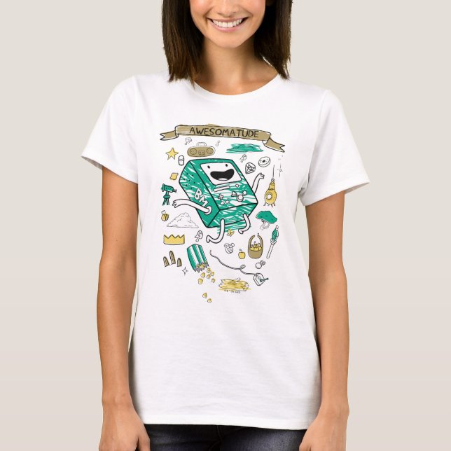Camiseta Tempo de Aventura | "Awesomatude" BMO Sketch (Frente)