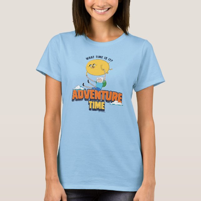 Camiseta Tempo de Aventura | Jake Flutuando Com Finn (Frente)