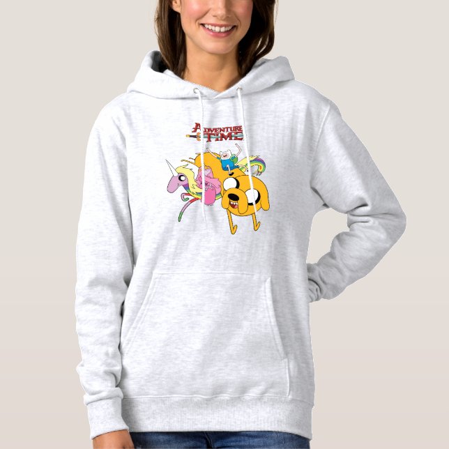 Camiseta Tempo de Aventura | Senhora, Bublegum, Finn e Jake (Frente)