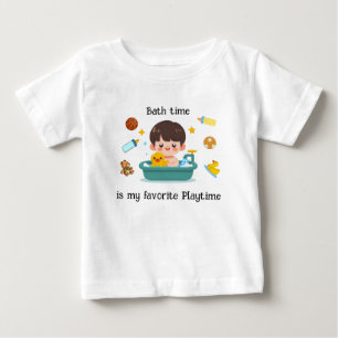 Camiseta Tempo de Banho do Bebê com Brinquedos