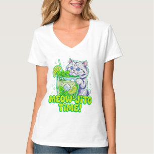 Camiseta Tempo de Gatinho Meow-Jito de Verão - Mulheres Fel