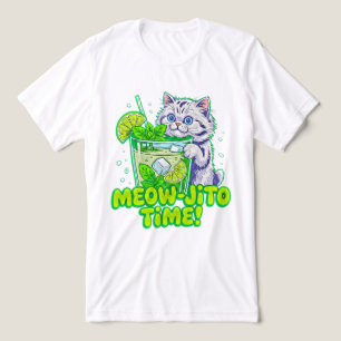 Camiseta Tempo de Meowjito de Gato de Verão! Coquetel Felin