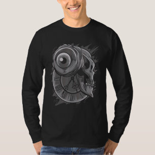 Camiseta Tempo De Morte Estilo De Tatuagem Do Crânio Gótico