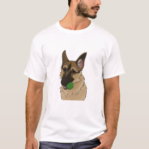 Camiseta Tempo de Reprodução do german shepherd com a Bola