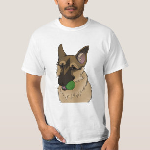 Camiseta Tempo de Reprodução do german shepherd com a Bola