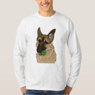 Camiseta Tempo de Reprodução do german shepherd com a Bola