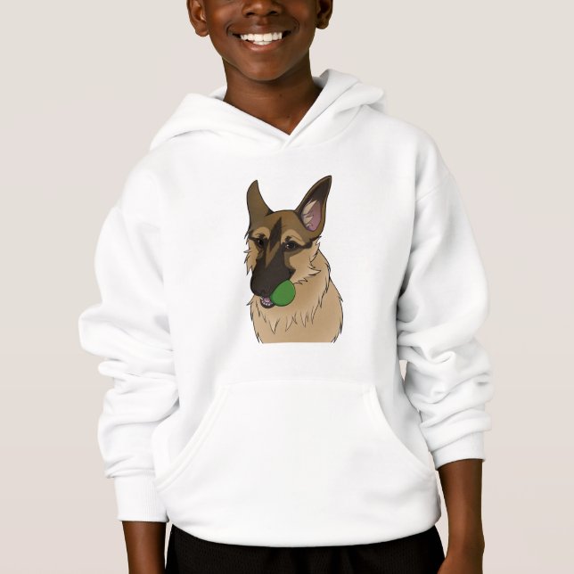 Camiseta Tempo de Reprodução do german shepherd com a Bola (Frente)
