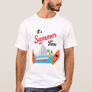 Camiseta Tempo de Viagem de Verão Ondas de Praia Férias Oce