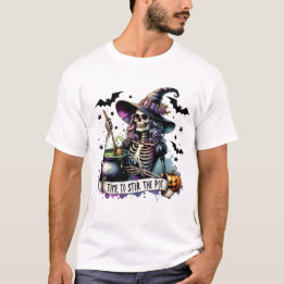 Camiseta Tempo para agitar a bruxa do esqueleto do Pote