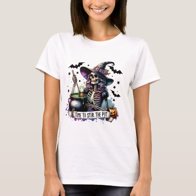 Camiseta Tempo para agitar o Design do Mal-estar do Hallowe (Frente)