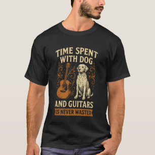 Camiseta Tempo Passado com Cachorro e Violões Nunca é Perdi