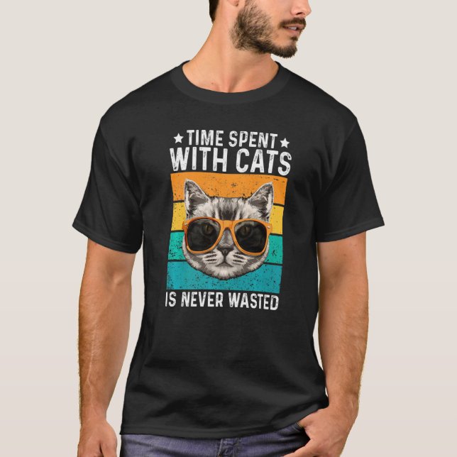 Camiseta Tempo Passado Com Gatos Nunca É Perdido Dono de Ga (Frente)