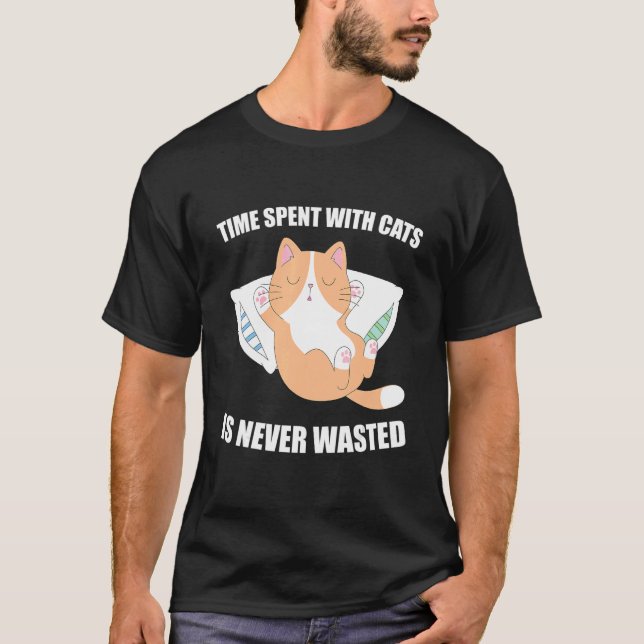 Camiseta Tempo Passado Com Gatos Nunca É Perdido Gato Fofo (Frente)