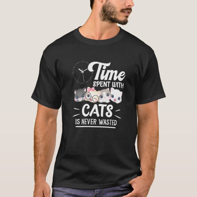 Camiseta Tempo Passado Com Gatos Nunca É Perdido Kitty Cat (Frente)