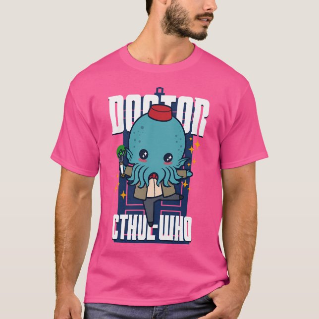 Camiseta Tempo Whovian Doutor Cthul-Who Cute Kawaii Cthulhu (Frente)