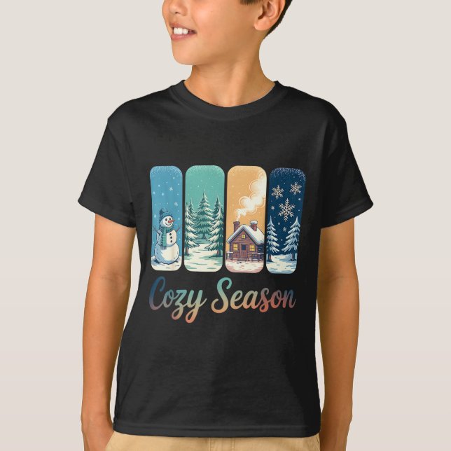 Camiseta Temporada Aconchegante Cabana de Natal Floco de Ne (Frente)