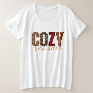 Camiseta Temporada Aconchegante Xadrez Leopardo Vibrações d
