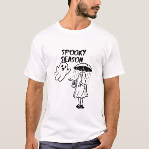 Camiseta Temporada Assustadora Fantasma Fofo Halloween