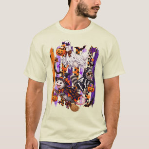 Camiseta Temporada Assustadora Listrada Ganso Mapache Gambá