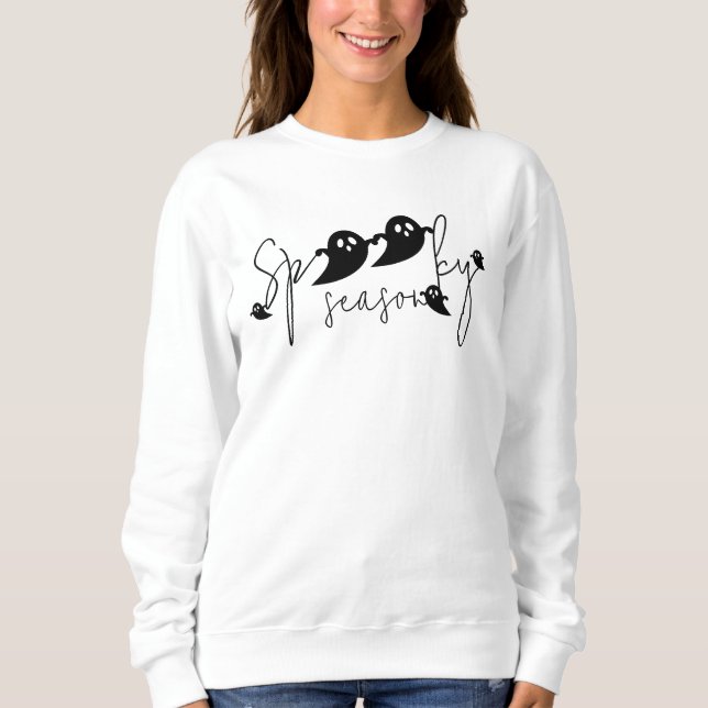 Camiseta Temporada Assustadora Script Preto Voando Fantasma (Frente)