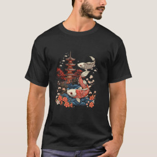 Camiseta Temporada de Flor de Cerejeira Koi Sakura Pagode T