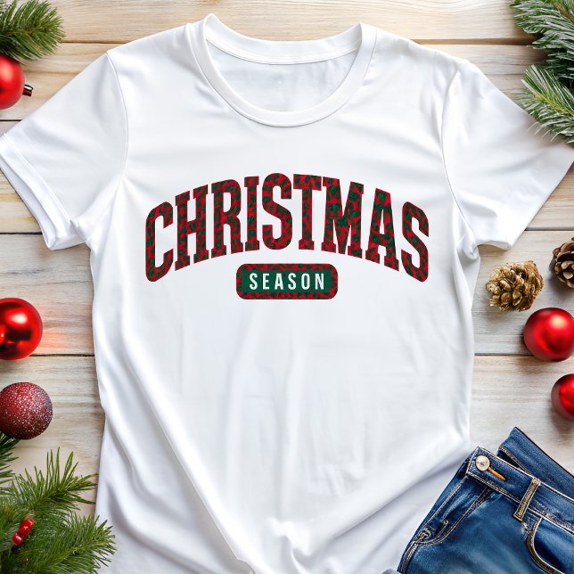 Camiseta Temporada de Natal Estilo Varsity Feriado (Criador carregado)