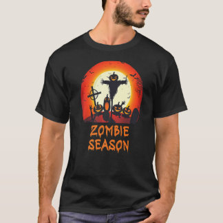 Camiseta Temporada de Zumbi Cemitério Assustador ao Luar C