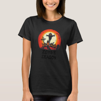 Camiseta Temporada de Zumbi Luar Assustador Cemitério Crian
