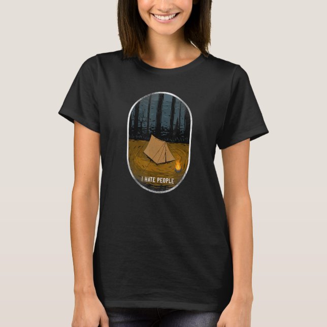 Camiseta Tenda Acampamento Odeio Pessoas (Frente)