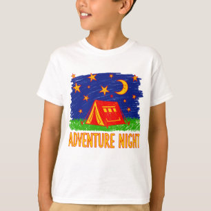 Camiseta Tenda de Acampamento Noturno de Aventura Desenho I