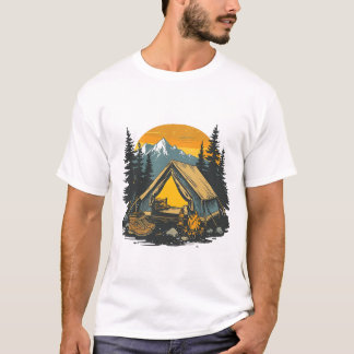 Camiseta Tenda de Acampamento Vintage Montanha Wilderness O