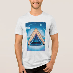 Camiseta tenda iluminada à noite