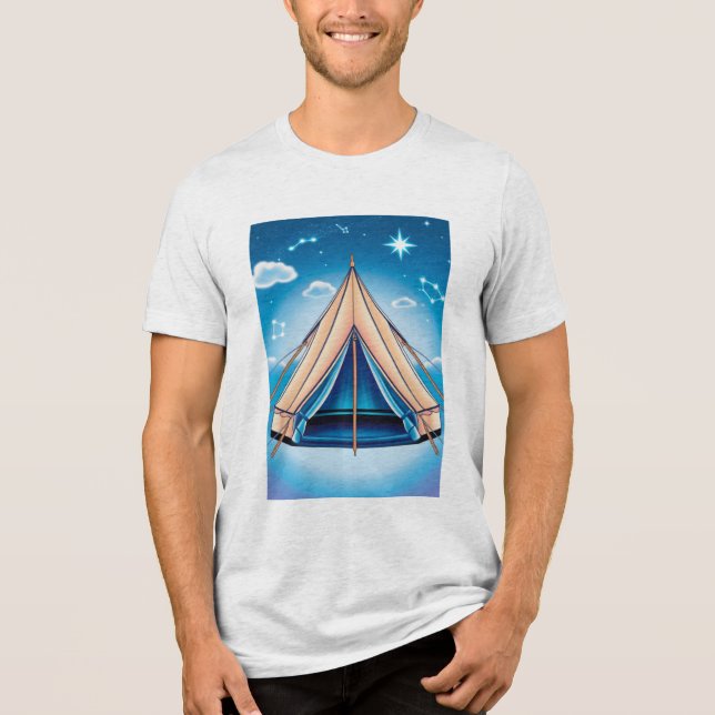 Camiseta tenda iluminada à noite (Frente)