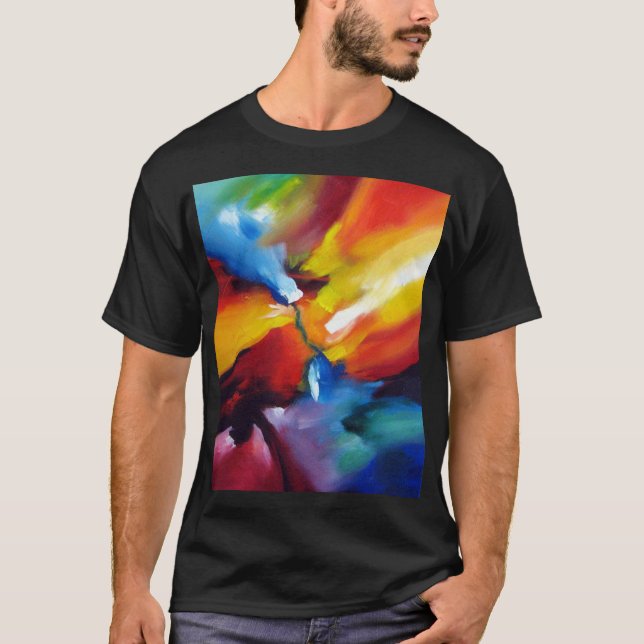 Camiseta Tendência Abstrato Expressionista Pintura Moderna (Frente)