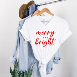 Camiseta Tendência Alegre e Brilhante Vermelho Natal