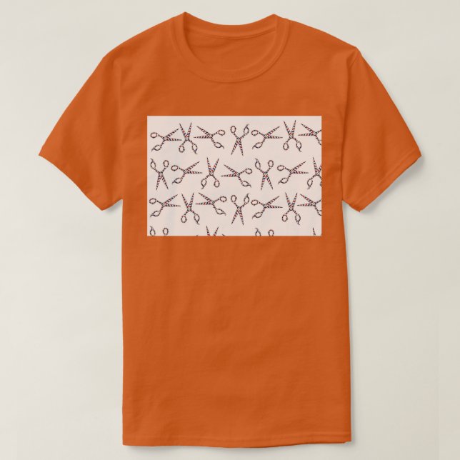 Camiseta Tendência de corte de cabelo com padrão de tesoura (Frente do Design)