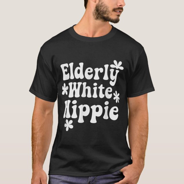Camiseta Tendência de Hippie Branco Idoso (Frente)