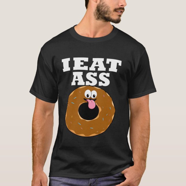 Camiseta Tendência de Meme Engraçado de Comer Bunda Humor A (Frente)