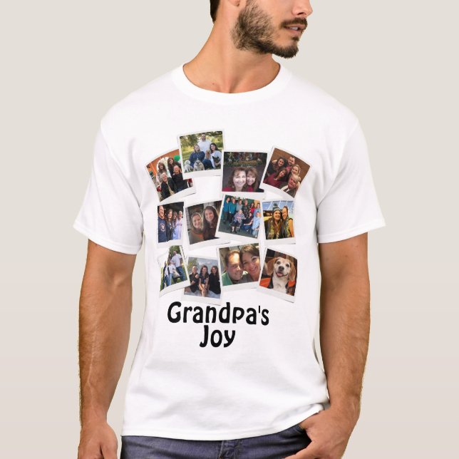Camiseta Tendência Moderna da Colagem de Fotos do Avô (Frente)
