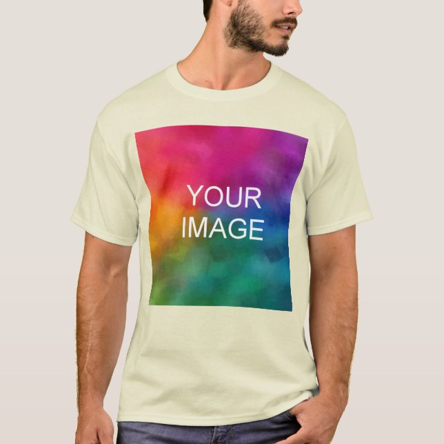 Camiseta Tendência personalizável Adicionar sua foto de log (Frente)