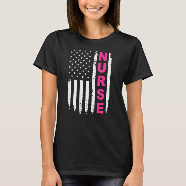 Camiseta Tendência Quente Orgulhosa De Ser Enfermeira Ameri (Frente)