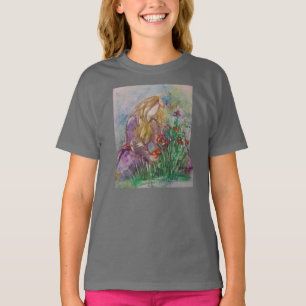 Camiseta "Tendendo o tshirt da menina do jardim"