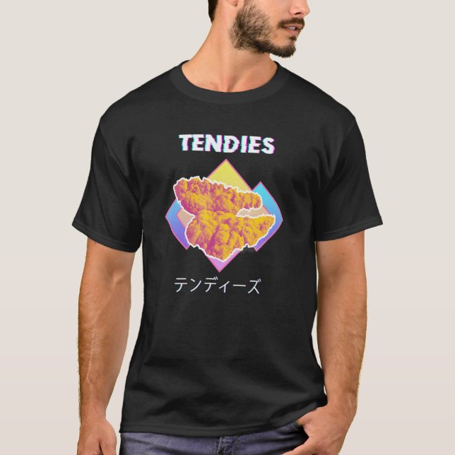 Camiseta Tendies Chicken Vaporwave Shirt Japanese Kanji Gli (Frente)