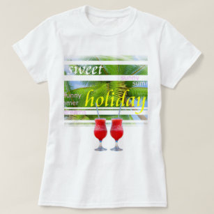 Camiseta Tendy Holiday Palms Sky White Elegant Modelo