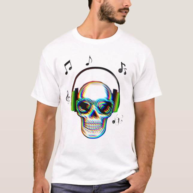 Camiseta Tendy retro glits com fones de ouvido (Frente)